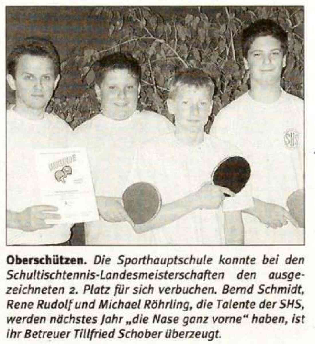 SPORTHAUPTSCHULE - 2. Platz bei den Schultischtennis-Landesmeisterschaften