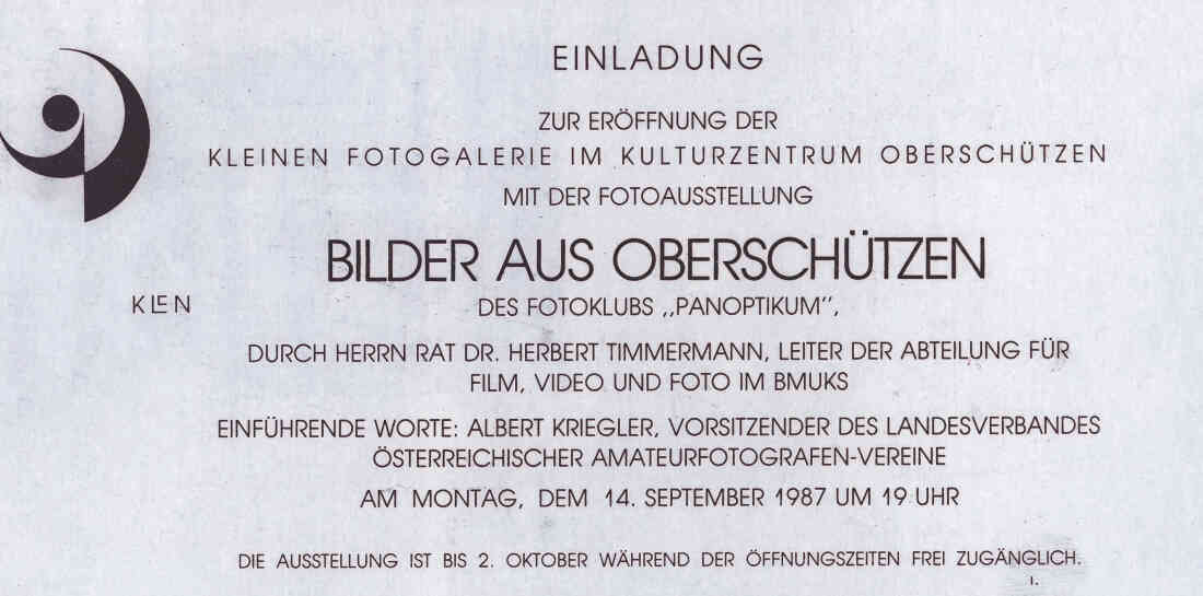 Fotoausstellung in Oberschützen, 14.9. 1987